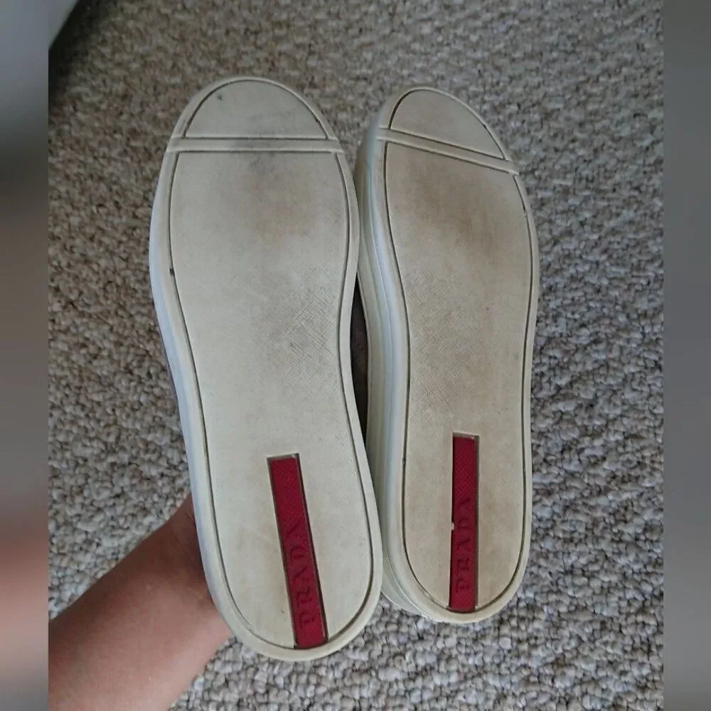 Prada light gray suede slip on sneakers size 36.5